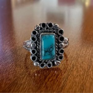 Turquoise and Sterling Silver Pinky Ring